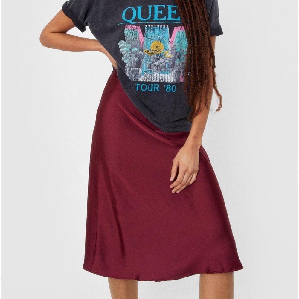 Slinky Satin Midi Skirt